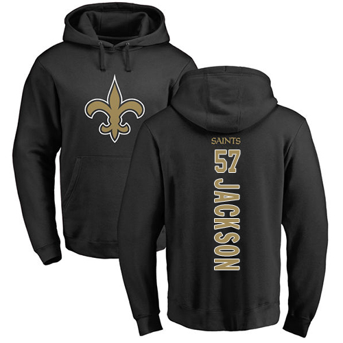 Men New Orleans Saints Black Rickey Jackson Backer NFL Football 57 Pullover Hoodie Sweatshirts